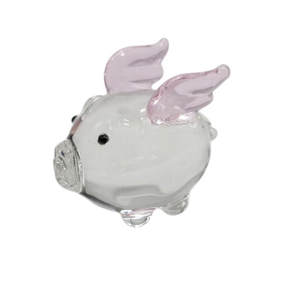 Pier 1 Other - Penelope Flying Pig Miniature Glass Figurine With Pink Wings By Pier 1 Imports